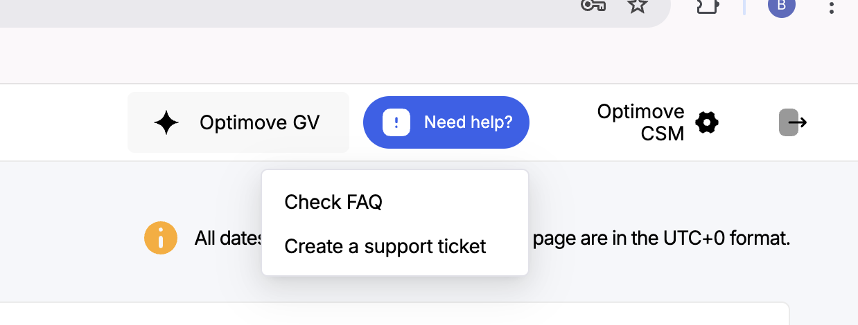 Visual of a support ticket request.