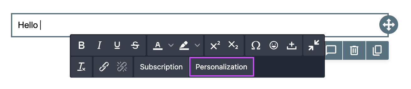 Inserting a tag from the editor toolbar
