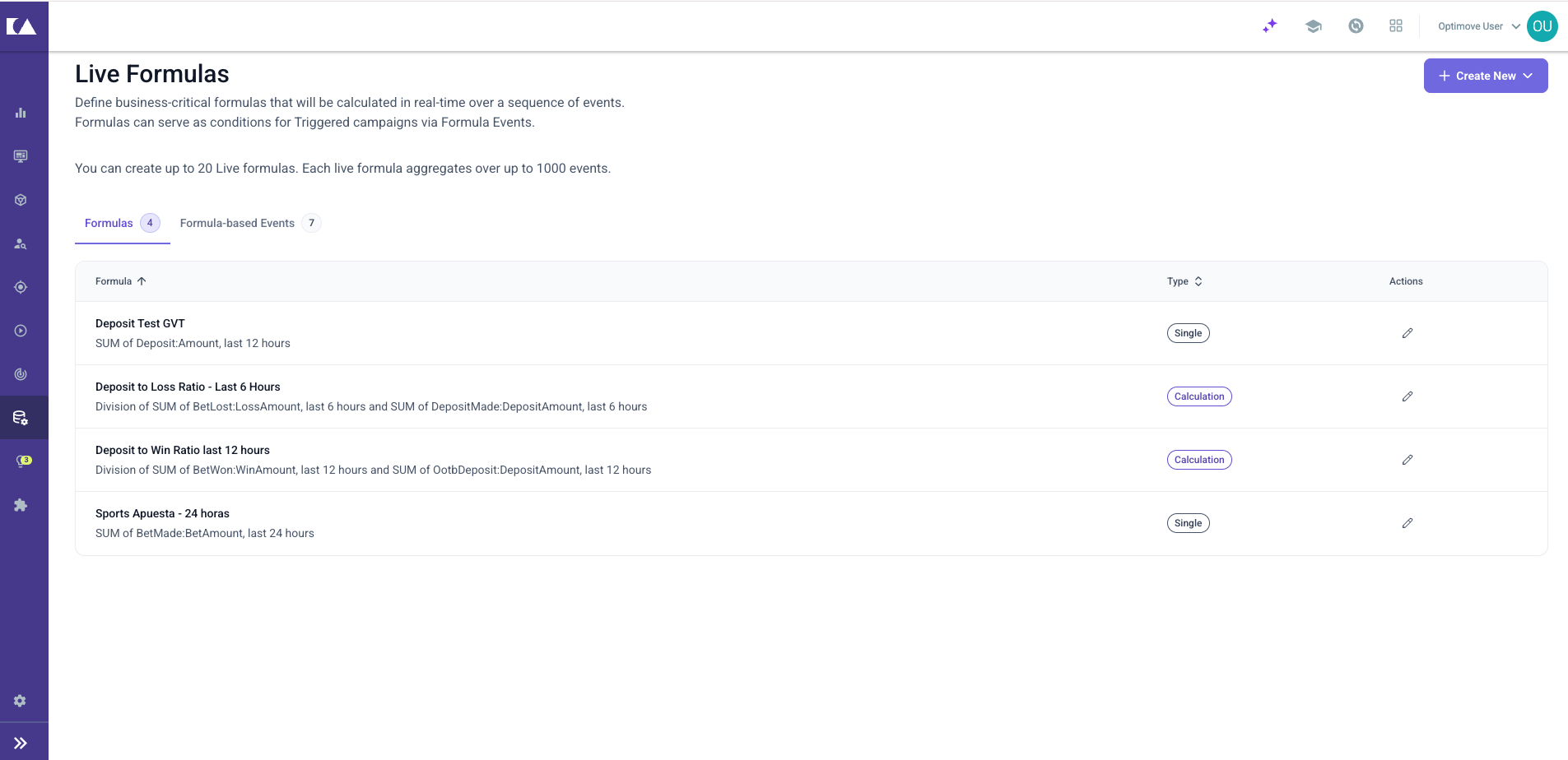 Live Formulas in Data Studio — where running calculations on recent behavior are defined