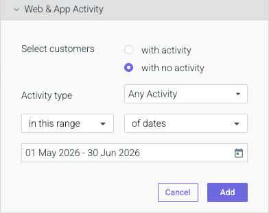 Customers with no activity at all