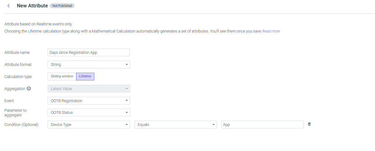 A Lifetime attribute — Latest Value on an event parameter, filtered by a condition